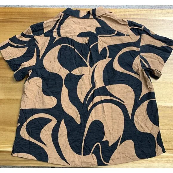 Ava & Viv Womens Plus Size Black & Tan Abstract Button-Front Shirt Size XXL - Picture 3 of 11